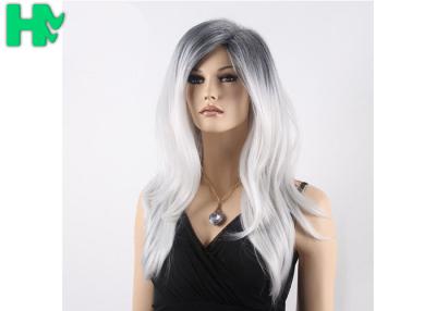 China Der Perücken-hohen Temperatur Ombre Grey Non Lace Long Synthetic Faser-Seitenteil zu verkaufen