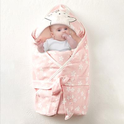 China Cute Pink Rabbit Tree Printed Muslin Newborn Baby Muslin Anti-pilling Wrap Blankets for sale