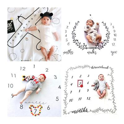 China Organic Baby Photography Anti-pilling Fleece Monthly Milestone Blanket Newborn Monthly Milestone Blanket For Baby for sale