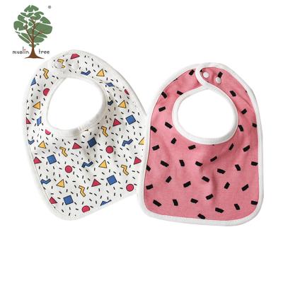 China Plain Antibacterial Cotton Baby Bibs Fashion Cartoons Tree Muslin Infant Bibs for sale