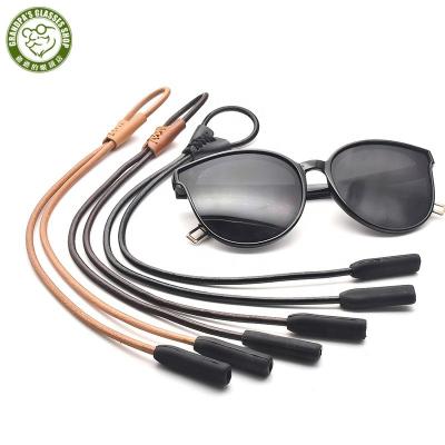 China Prevent Falling To Prevent Skid Wholesale Retro Fit Whip Genuine Leather Sunglasses Lanyard Neck Cord Strap Glasses Cord Glasses Chain For Women Men for sale