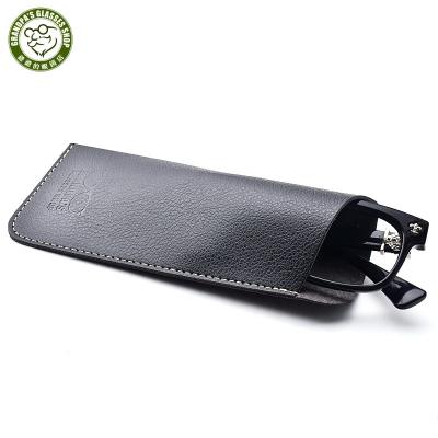 China New Portable OEM Design Customized Handmade PU Leather Glasses Case Luxury Portable Travel Sleeve Monocle Pocket Slim Bag for sale