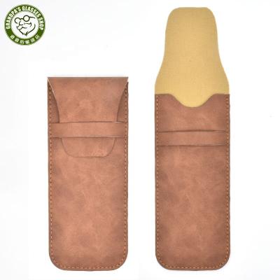 China Low MOQ low MOQ sunglass case folding soft glass pouch portable high quality handmade leather monocle bag for sale