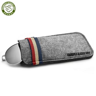 China Custom Colored Logo Elastic Bands Monocle Case Wool Felt Sunglasses Eco-friendly Soft Felt Luxury Portable Pouch Hot Sale for sale