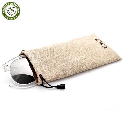 China Portable China Factory Customized Canvas Glasses Bag Soft Cotton Microfiber Pull Rope Eyewear Bag Sunglasses Pouches Canvas Packaging for sale