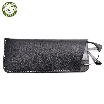 China New Design Travel Glass Reading Glass Soft PU Leather Bag Custom Logo Handmade Black Wholesale Portable Pouch Handbag for sale