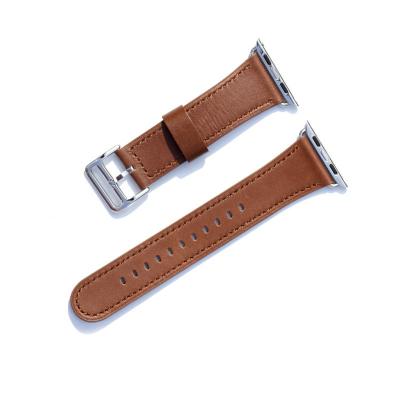 China Custom Genuine Leather Watch Bands Business Replacement Men Women Watchbands For Apple iWatch Series 7 Se 6/5/4/3/2/1 for sale