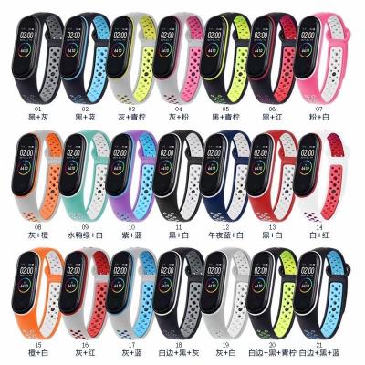 China 2022 New Dual Color Sports Breathable Wrist Strap For Xiaomi MI Band 3 4 5 6 7 Strap Universal for sale