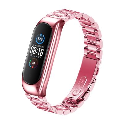 China 2022 Stylish Newest Metal Strap For MI Band 3 4 5 6 7 Metal Three Beads Strap Buckle for sale