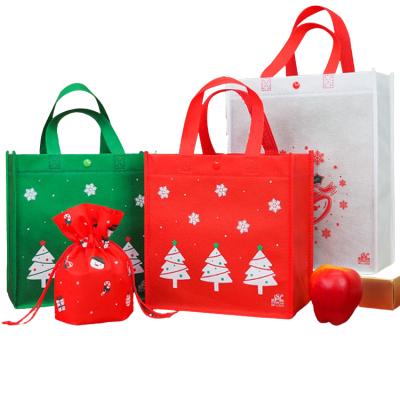 China Fleixble Nonwoven Fabric Packaging Bag For Christmas Gift Packing Package Shopping Bag With Rope Handles Takeout Bags for sale