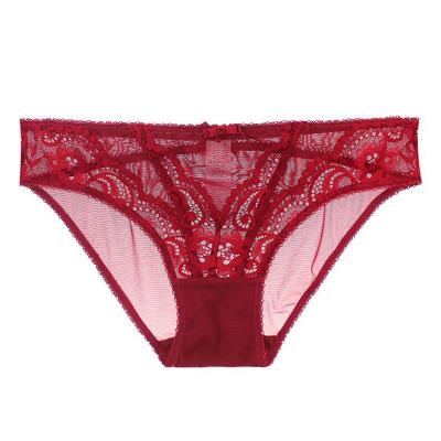 China Latest Breathable Girls Picture Comfortable Ultrathin Panties See Sexy Lace Women's Briefs Low Rise Panties for sale