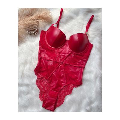 China 2021 breathable European and American leather onesie seduction bra women French onesie soft leather sexy bra for sale