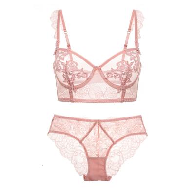 China Breathable Lace Bra Set Ultrathin Sexy Bra Women Bras Lingerie Set Embroidery Underwear Sets for sale