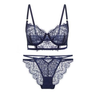 China 2021 New Breathable Trending Women Sexy Lingerie Ladies Lace Up Bra Sets Women Underwear Panties High Quality Set for sale