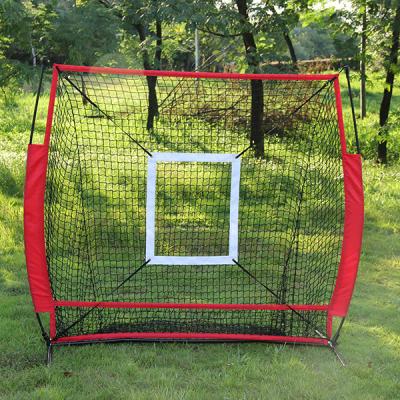 China Steel Tube With Good Powder Coated Red Black PE Cage Baseball Training Screen Net With Goal for sale