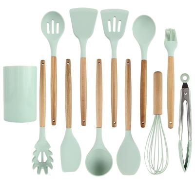 China Sustainable 12pcs Silicone Kitchen Utensil Set With Stand Cocina Cooking Tools Heat Resistant Kitchen Accessories for sale