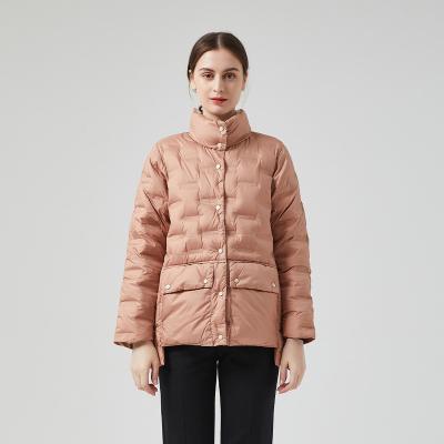 China OEM Style Waterproof Thin High Quality Stand Collar Seamless Women's Duck Down Jacket for sale