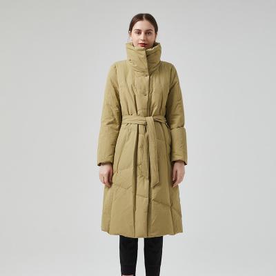 China OEM Waterproof Women Fashion Long Winter Duck Down Coat Office Lady Style Outwear Ladies Coat for sale