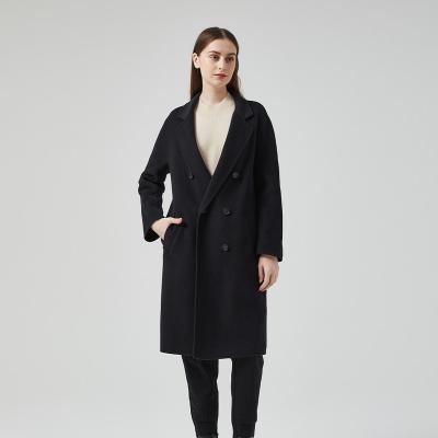 China High Quality Breathable Women's Coats Winter and Autumn Woolen Coat Solid Color Long Lapel Mid Length Wool Coat for Women for sale