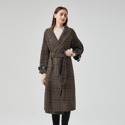 China Women's Breathable Luxury Plaid Coat Autumn Winter Fashion Clothing Woolen Mid Length Jackets And Coats for sale