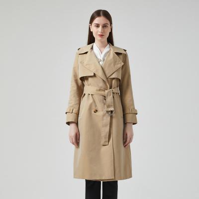 China Popular Anti-wrinkle OEM Service Fashion Women Belted Plus Size Trench Coats for sale