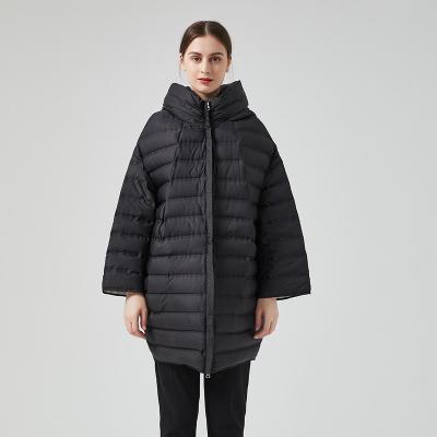 China Breathable Large Size Black Filled Padded Womens Duck Down Coat For Ladies for sale