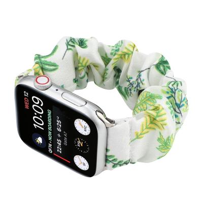 China Custom Fabric Fashion Women Girls Color Soft Smart Watch Strap 42mm 44mm Scrunchie Watches Band For Apple Watch Series 7 6 5 4 41/45mm for sale