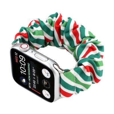 China Custom Fashion Women Girl Elastic Smart Watch 38mm 44mm Strap Scrunchie Printed Watch Band For Apple Watch Series7 45mm for sale