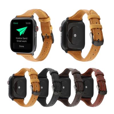 China Fanshion Fashion Man Sports Leisure Retro Stylish Strap Comfortable Genuine Leather Adjustable Leather Watch Band for apple watch series7 for sale