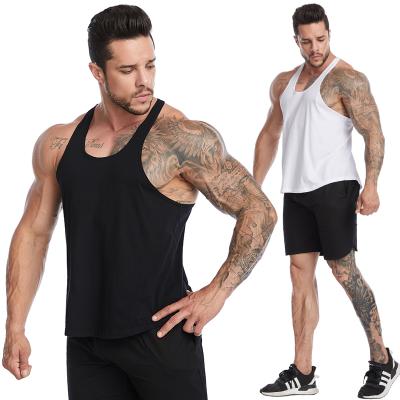 China Fashion New Solid Color QUICK DRY Fitness Men's Fashion Gym Summer Running Sports Invest Sweat Vest Top Pure Mens Sleeveless Cotton T-Shirt for sale