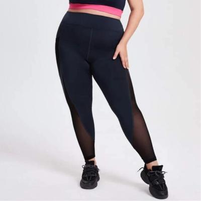 China Breathable Large Size Fitness Yoga Pants Women's Double Waist High Hip Pocket Sports Lifting Side Pants for sale