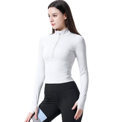 China High Elasticity Short Yoga Support Collar Running Tight Custom Made Sports Jacket Women Ladies Ladies Sportswear Jacket for sale