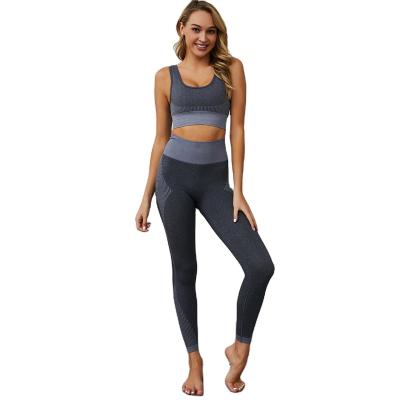 China Hot Selling Breathable Fitness Hip Yoga Knitted Pants Tanks Padded Woman Clothing Sports Sets Legging Bra for sale