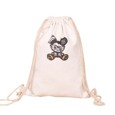 China Best Selling Eco-friendly Canvas Custom Printing Logo Bags Black Backpack Natural Cotton Small Drawstring Bag for sale