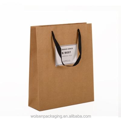 China China Recyclable Wholesale Custom Recycle Printed Flat Handle Brown Kraft Paper Bag Manufacturers for sale