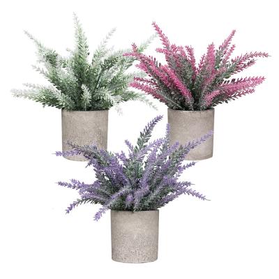 China Natural Touch Hanging Potted Wholesale Artificial Desktop Mini Decorations Artificial Plant Nordic Frost Lavender Plant DS536 Plants for sale