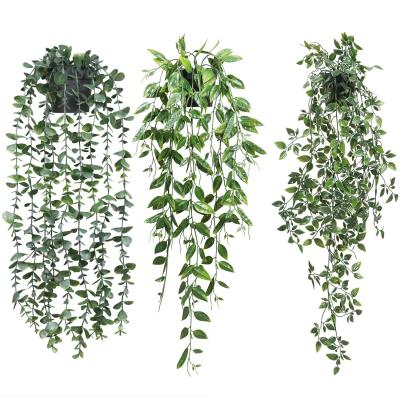 China Natural Touch Potted Plant Potted Combination Cabinet Vertical Bar Bonsai Indoor Decoration Artificial Hanging Home Plant for sale