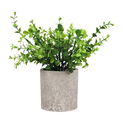 China DS501 Mini Artificial Plant Potted Silver Leaf Natural Small Touch Potted Nordic Desktop Plants In Pots For Indoor Home Decor for sale