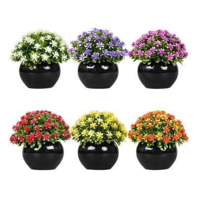 China Natural Ceramic Potted Gypsophila Desktop Bonsai Touch Plant FY001HC Mini Interior Decoration Green Potted Plants for sale