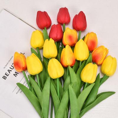 China Natural High-end Home Decorative Flower Arrangement Soft Plastic Touch Tulip Bouquet European Artificial Flower In Decoration for sale