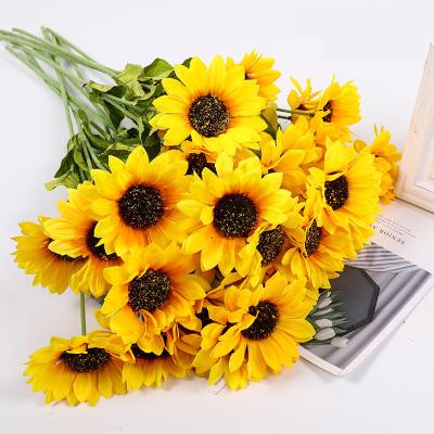 China Wholesale Natural Decorative High-end Plastic Flower Decor Flower Bouquet Sunflower Touch Artificial Flower for sale