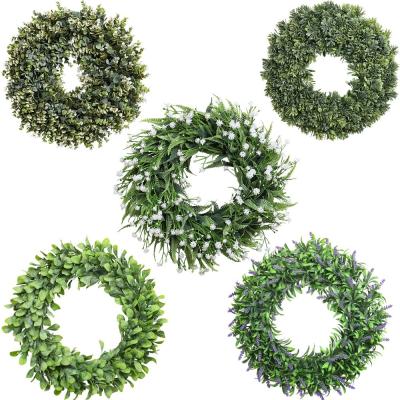 China Natural Touch Artificial Flower Garland Combination Door Decoration Artificial Weave Soft Touch Frost Christmas Plastic Hanging Wreath Home for sale