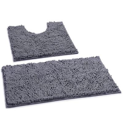 China Durable Non Slip Chenille Water Absorbent Bath Mat Set for sale