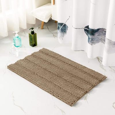 China Durable Colored Rectangle Microfiber Chenille Blanket Bathroom Shower Mat for sale