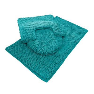 China Durable Super Soft Bathroom Microfiber Bath Mats 3 Piece Cover Set Anti-Slip Toilet Floor Mats for sale