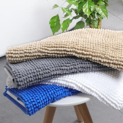 China FMT Sustainable Chenille Bath Mat Set Solid Color Short Hair Chenille Hot Melt Adhesive Bath Mats for sale