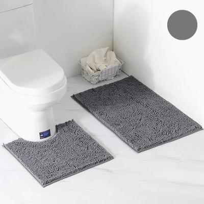 China 2021 Sustainable Bath Mat Bathroom Rugs Luxury Chenille 2-Piece FMT Bathroom Shower Mat Set for sale