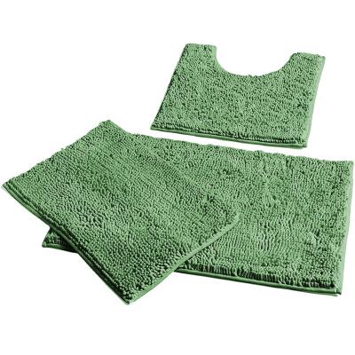 China Sustainable FMT 3pcs Set Non Slip Chenille Bath Mat Rug Shaggy Chenille Bathroom Mat Set for sale