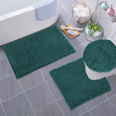 China FMT 3pcs Durable High Quality Super Absorbent Chenille Bath Mats Super Soft Anti Slip Chenille Striped Bath Mat for sale