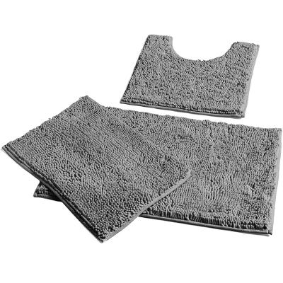 China 2021 Viable Latest Design Toilet Mat Non Slip Chenille Bath Mat For Bathroom Chenille Rugs Set for sale